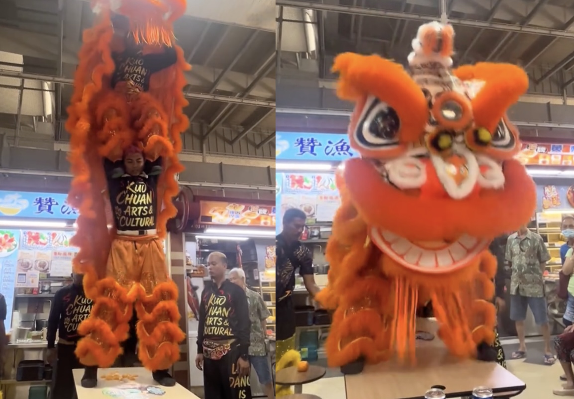 Lion dance on tables at Ang Mo Kio hawker centre sparks hygiene debate among netizens